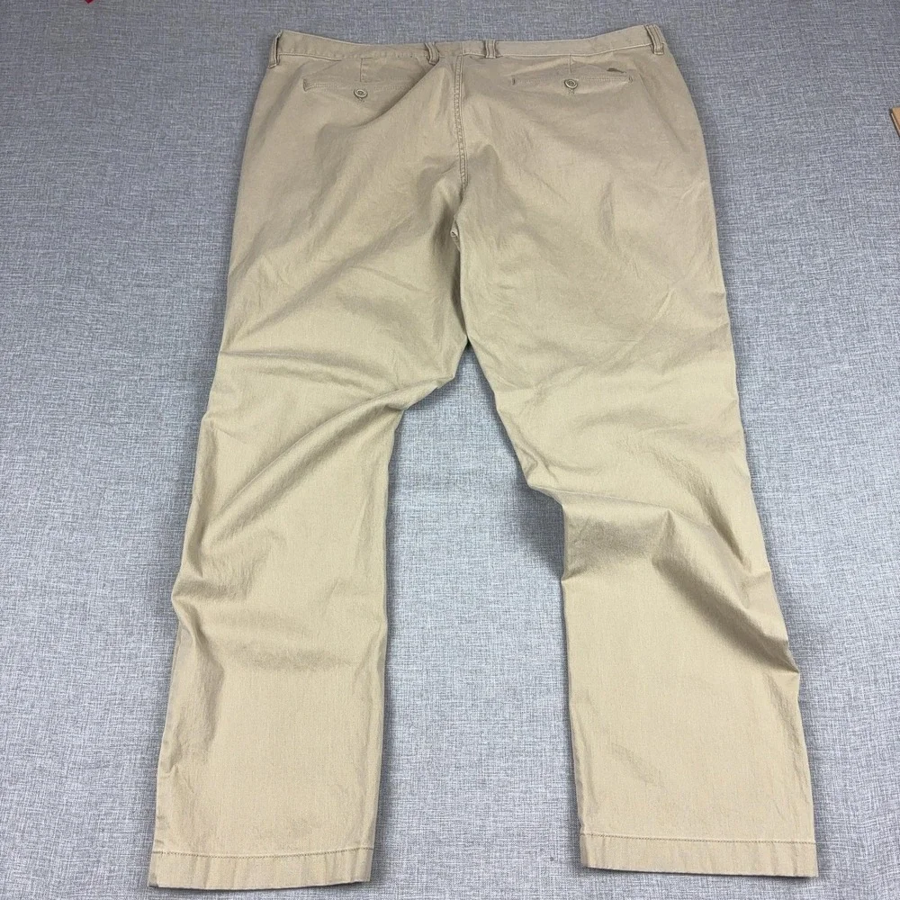 Tommy Bahama Pants Mens 42x32 Beige Stretch Chino Flat Front Marlin Logo Casual